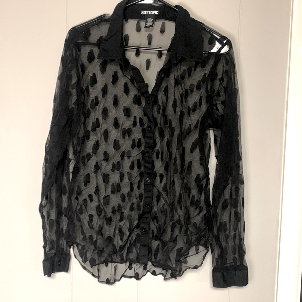 Hot Topic Coffin Button Down Shirt Size L